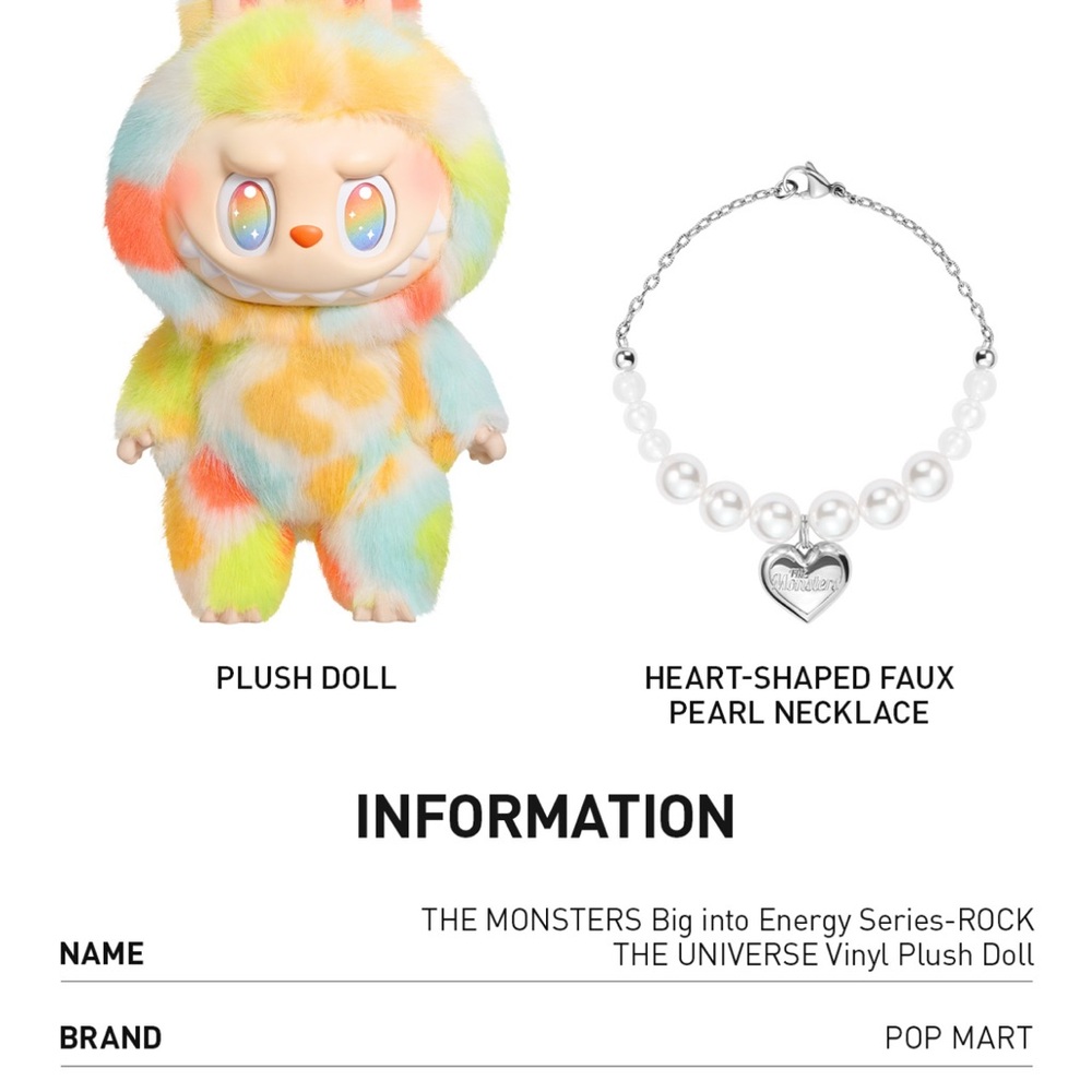 The Monsters Vinyl Plush Doll - Rock The Universe Labubu - PopMart RTU - Picture 5 of 5